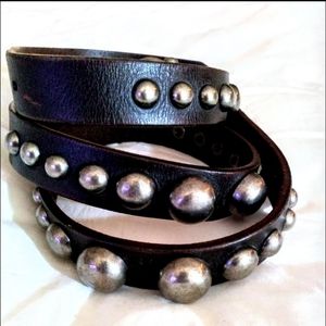 Brown studded leather belt